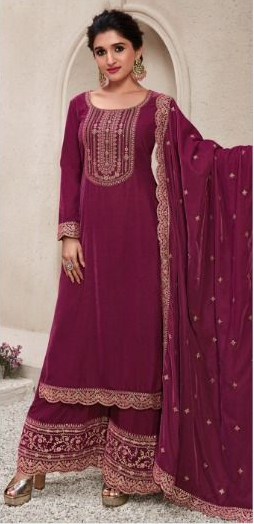 INAYA PURPLE PREMIUM VELVET EMBROIDERY DRESS MATERIAL