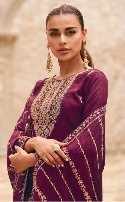 MEERA- MAGENTA COLOR PREMIUM SILK SALWAR SUIT DRESS MATERIAL