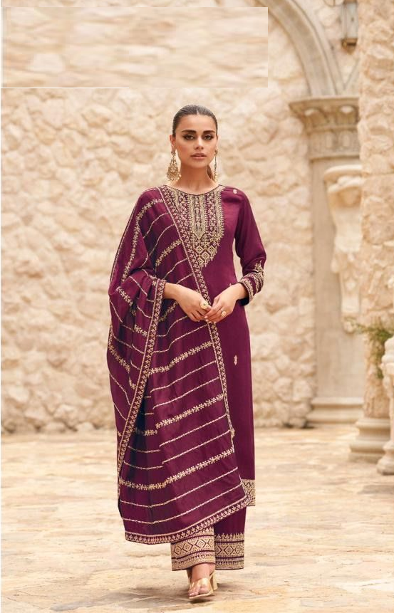 MEERA- MAGENTA COLOR PREMIUM SILK SALWAR SUIT DRESS MATERIAL